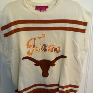 QUEEN OF SPARKLES Cream and Orange Texas Sweater